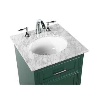 Simply Living 19 in. W x 19 in. D x 35 in. H Bath Vanity in Green with Carrara White Marble Top SL45057GN