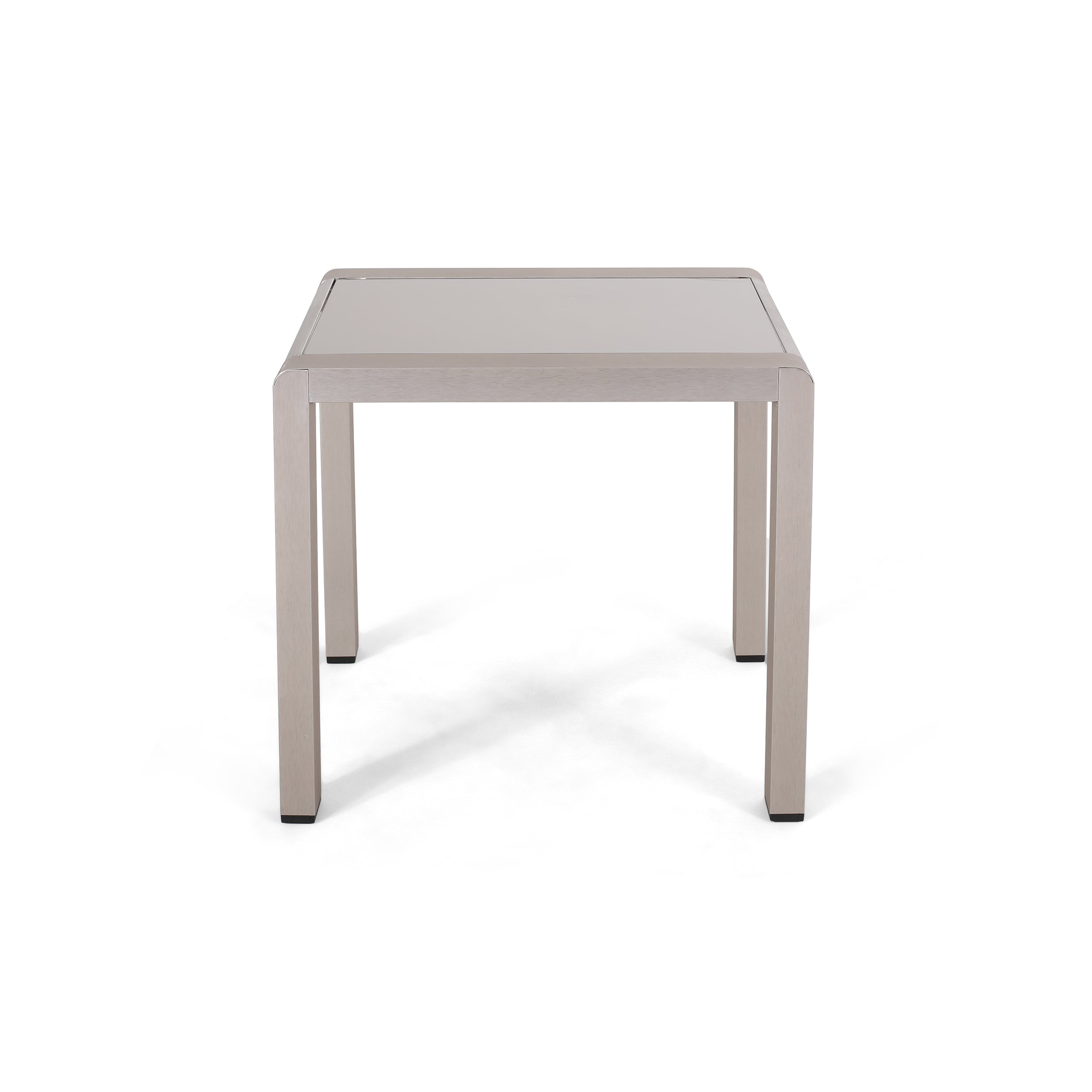 Giovanna Coral Outdoor Aluminum Side Table with Glass Top