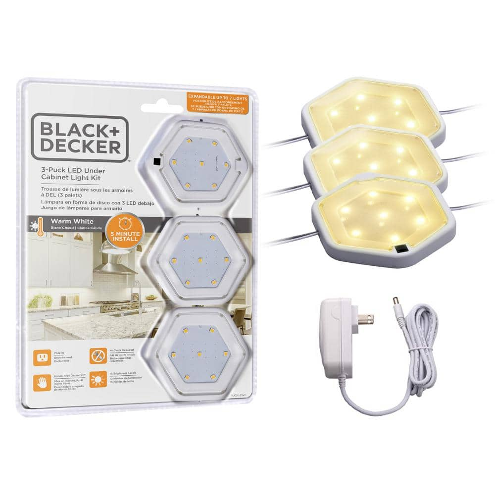 BLACK+DECKER LED Warm White Puck Light Kit (3-Pack) LEDUC-PUCK-3WK