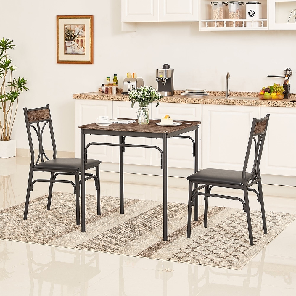 VECELO Bistro Kitchen Dining Table and Dining Chair Set of 2 or 4 (3PCS/5PCS)