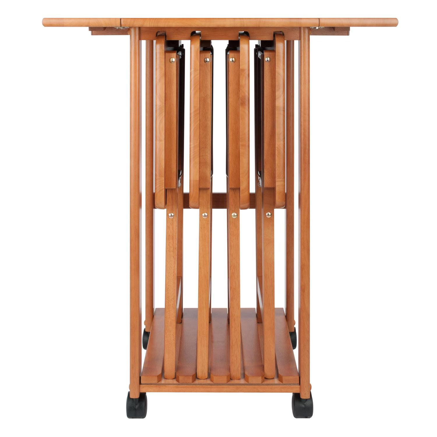 Winsome Wood Sophia 5-Pc Snack Table Set， Teak Finish