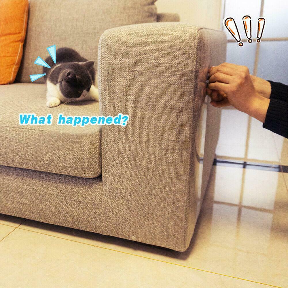 Amerteer 4PCS Furniture Defender Cat Scratching Guard， Furniture Protectors from Pets， Anti Cat Scratch Deterrent with Pins for Protecting Your Upholstered Furniture， Clear Premium Claw Proof Pads