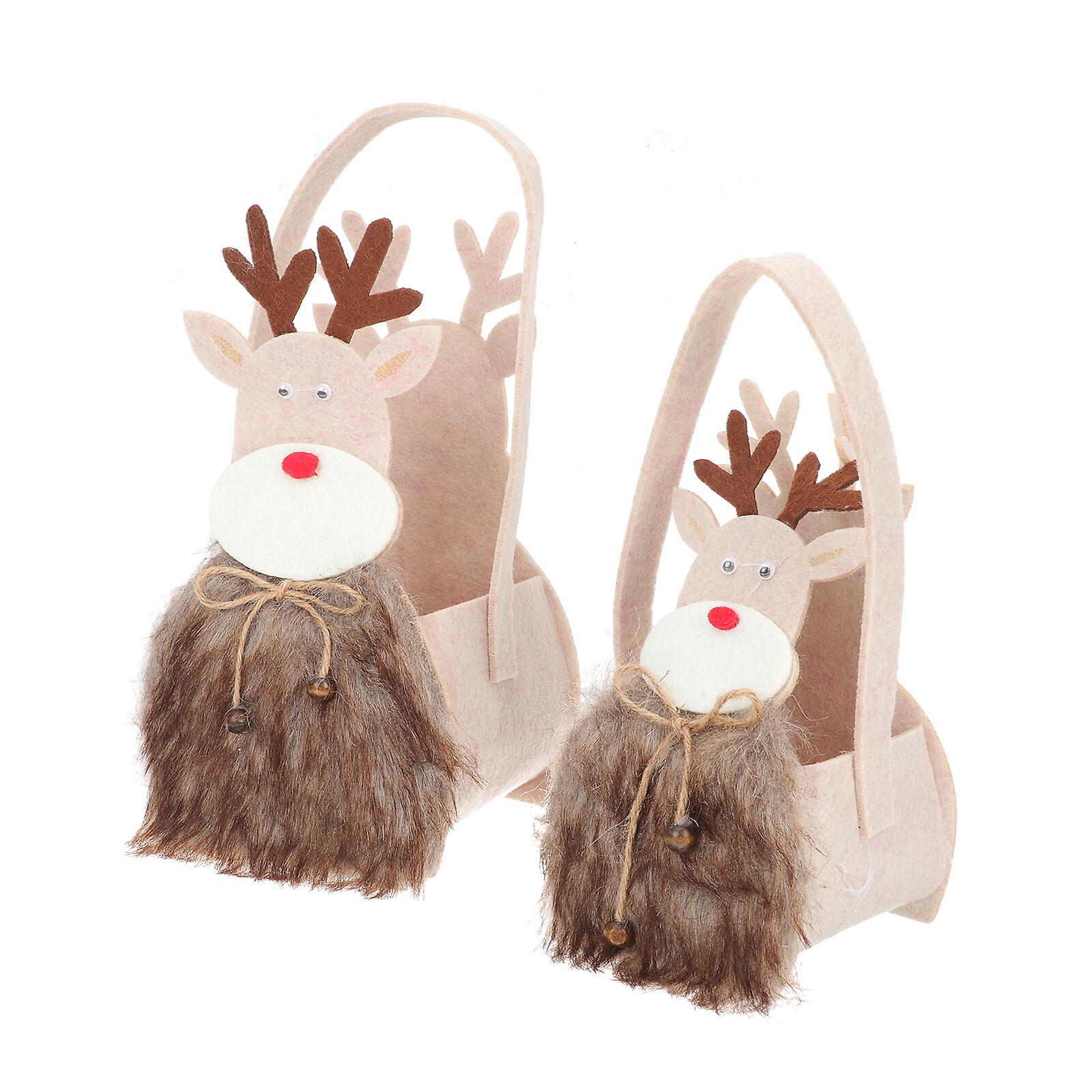 2pcs Fawn Design Candy Holder Xmas Storage Bag Christmas Candy Storage Basket