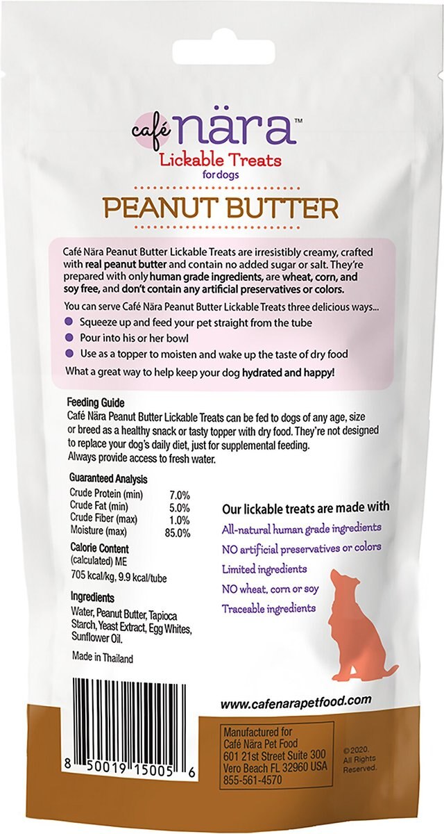 Cafe Nara Peanut Butter Flavored Lickable Dog Treats， 2-oz bag， 4 count