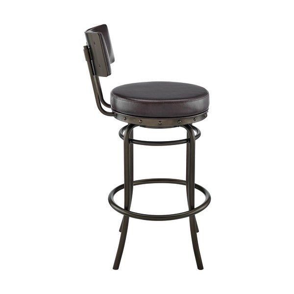 Rees Modern Swivel Counter/Bar Stool in Faux Leather and Metal