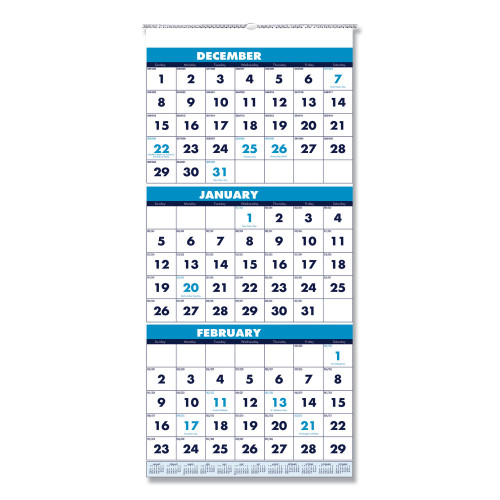 House of Doolittle Recycled Three-Month Format Wall Calendar， 12.25 x 26， 14-Month， 2020-2022 (3640)