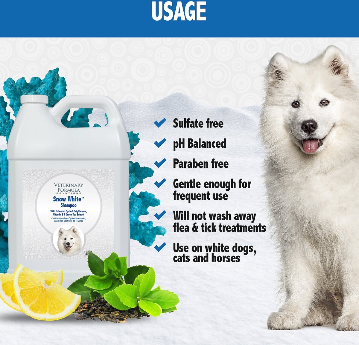 Veterinary Formula Solutions Snow White Whitening Shampoo for Dogs and Cats