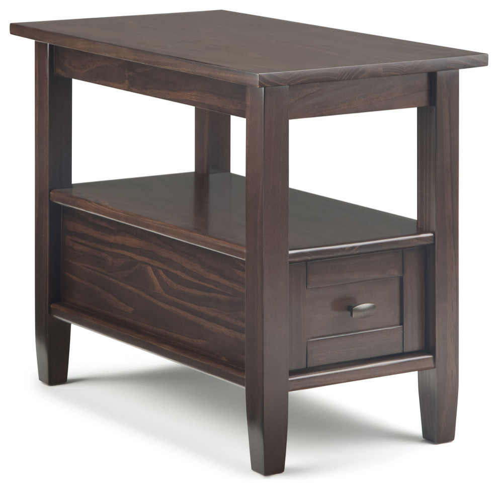 Warm Shaker Solid Wood 14 quotRustic Narrow Side Table   Transitional   Side Tables And End Tables   by Simpli Home Ltd.  Houzz