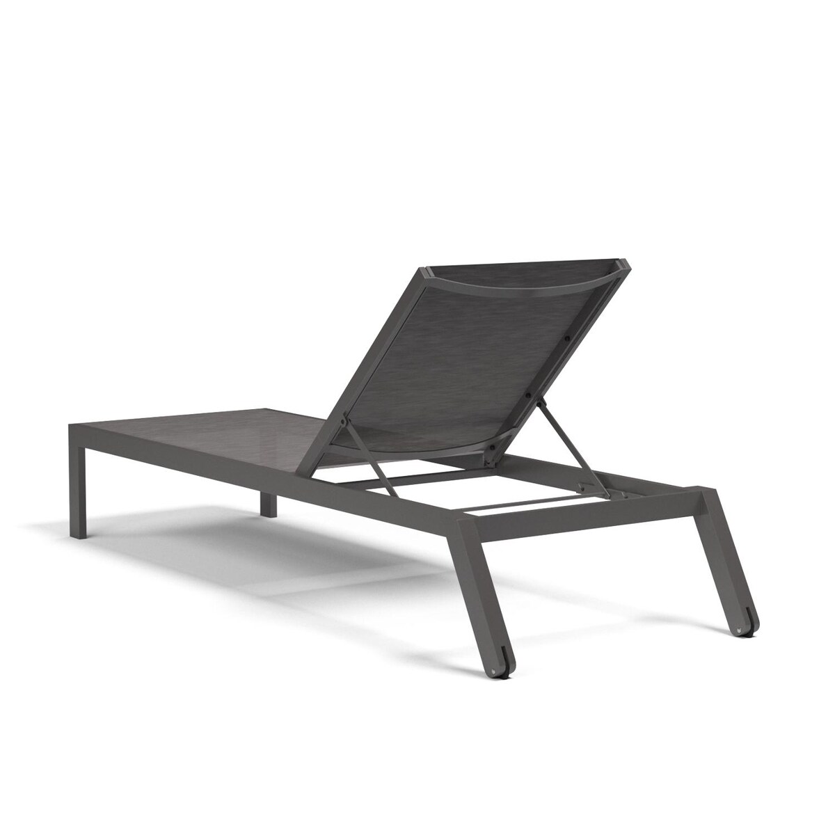 Sunset West Vegas Aluminum Stackable Patio Sling Chaise Lounge W/ Phifertex Graphite Sling