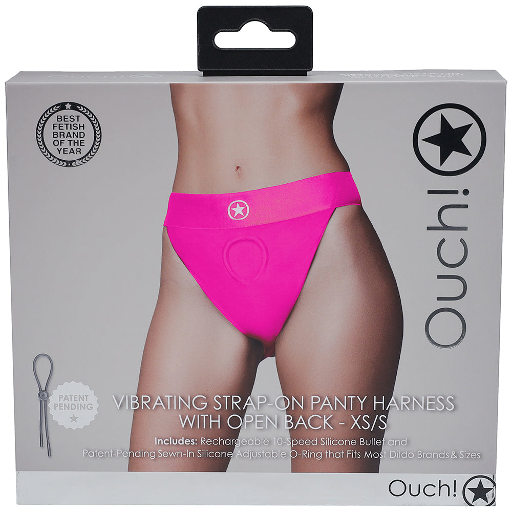 Ouch! Vibrating Pink Open Back Panty Harness /S