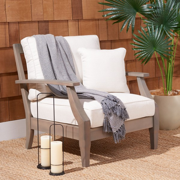 Safavieh Martinique Wood Patio Armchair   Outdoor Lounge Chairs   by Safavieh  Houzz