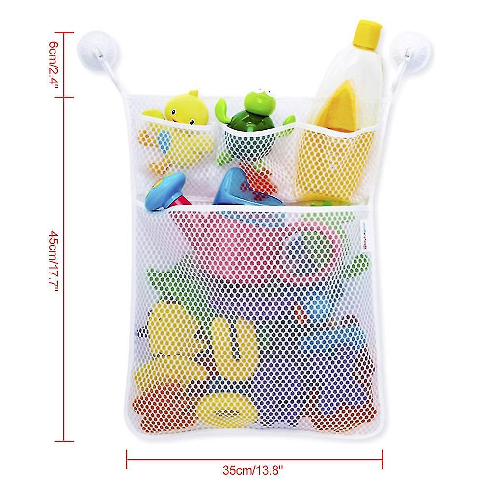 Bath Toy Organizer Bathroom Toy Storage Mesh Bag with 2 Suction Cups