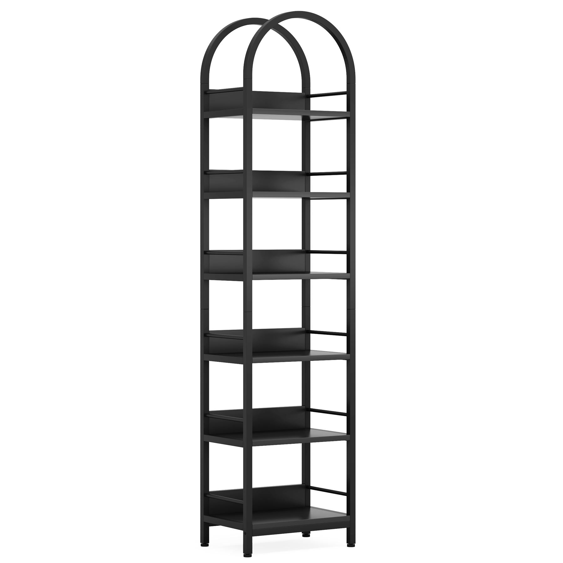 6-Tier Bookshelf, 78.7 Narrow Bookcase Arched Display Shelf