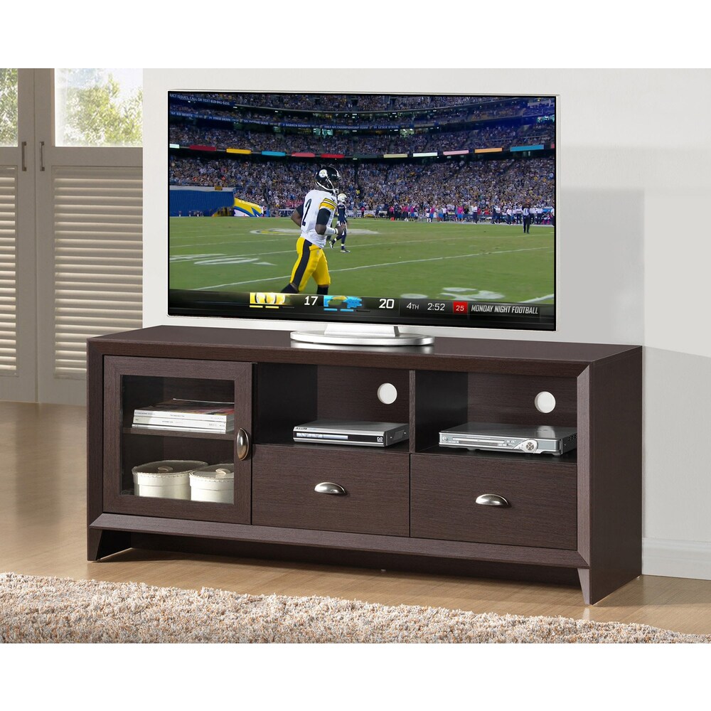 Urban Designs Modern TV Stand with Storage for TV Up To 60   Wenge   59\