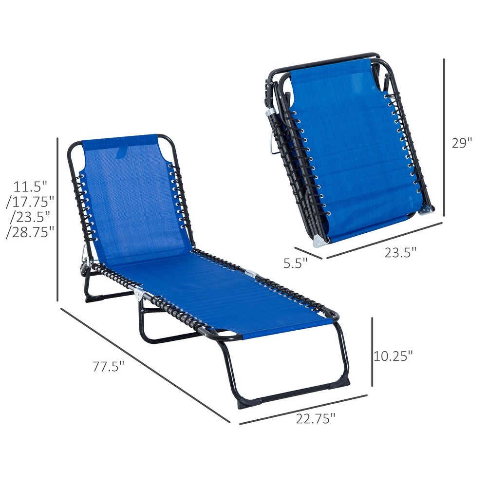 Outsunny Dark Blue Mesh Folding/Portable Reclining Chaise Lounge Chair