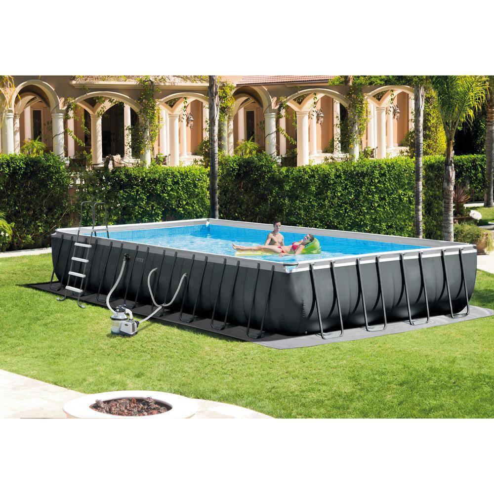 Intex 32 ft. x 16 ft. x 52 in. Ultra XTR Rectangular Above Ground Swimming Pool Set Gray 26373EH