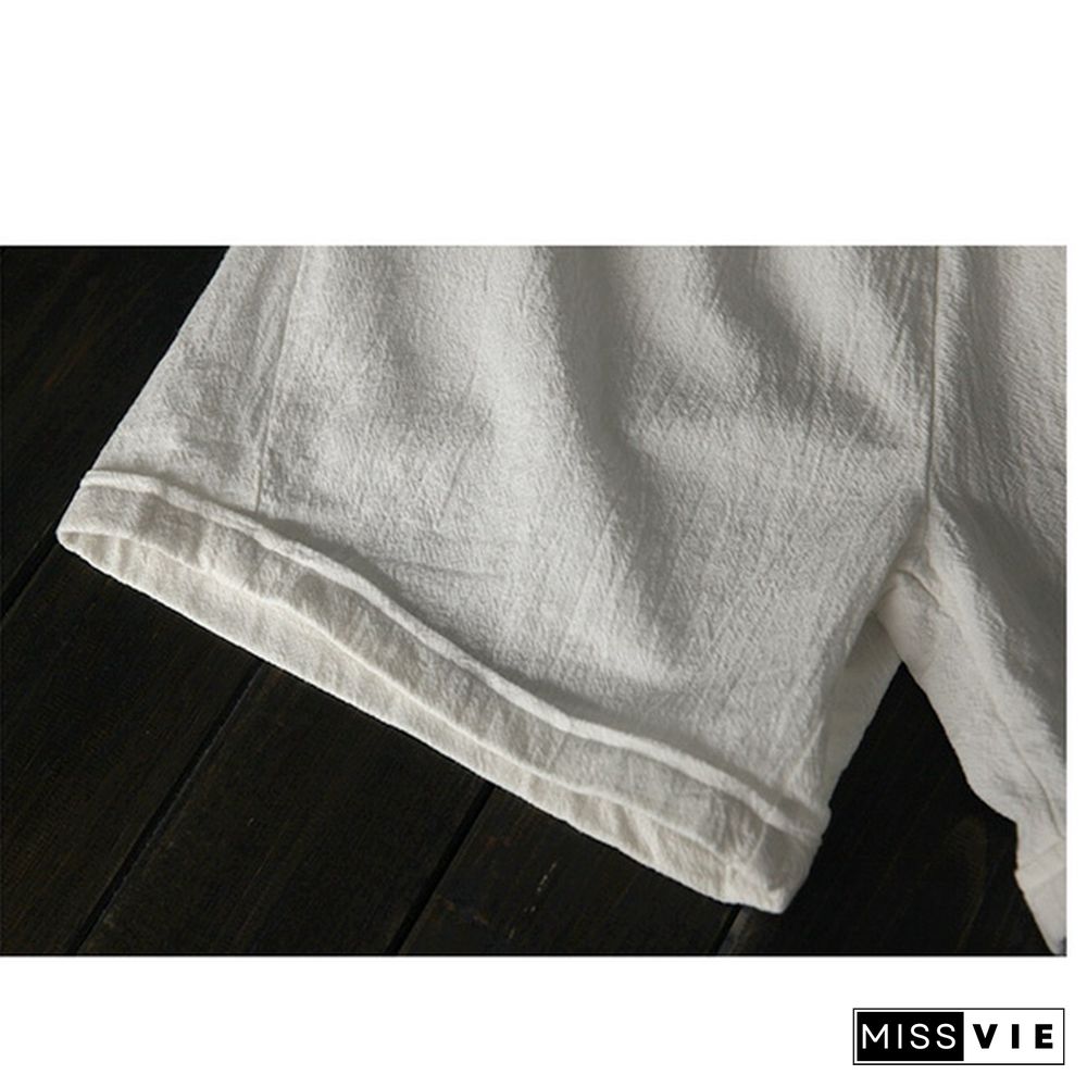 Women Pants Comfortable Cotton and Linen Loose Short Pants Casual Pants Shorts