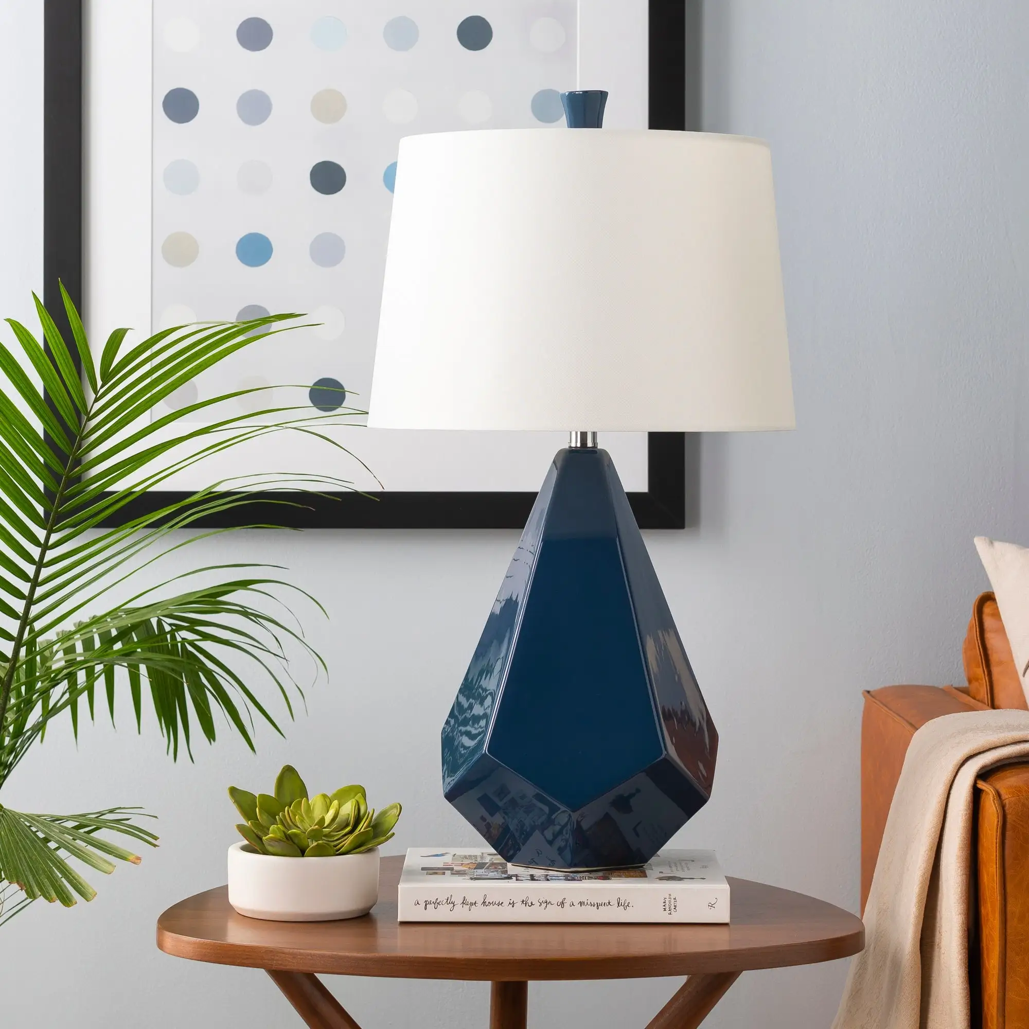 Abraham 27 in. Blue Modern Table Lamp