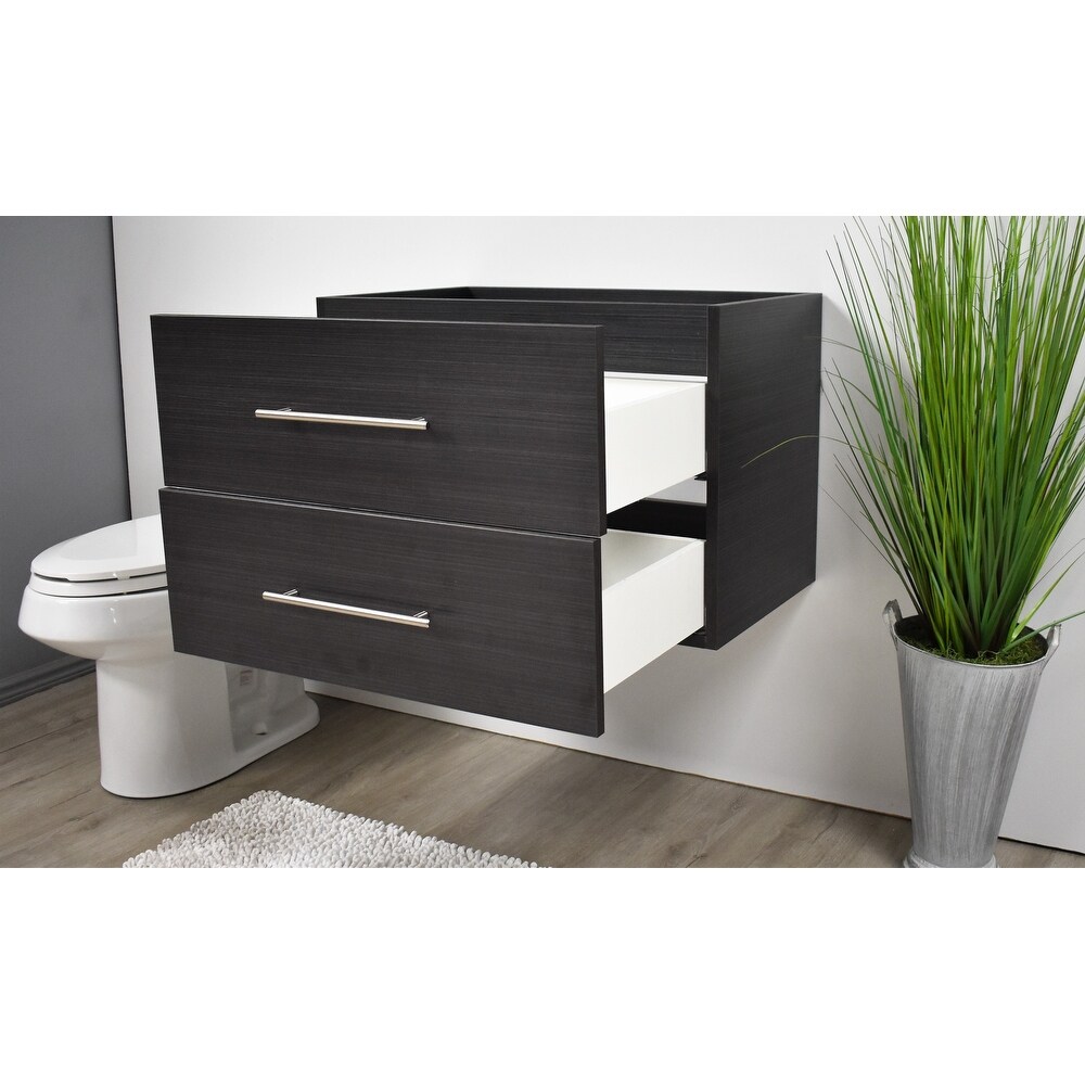 Volpa USA Napa 30 inch Black Ash Wall Mounted Floating Bathroom Cabinet