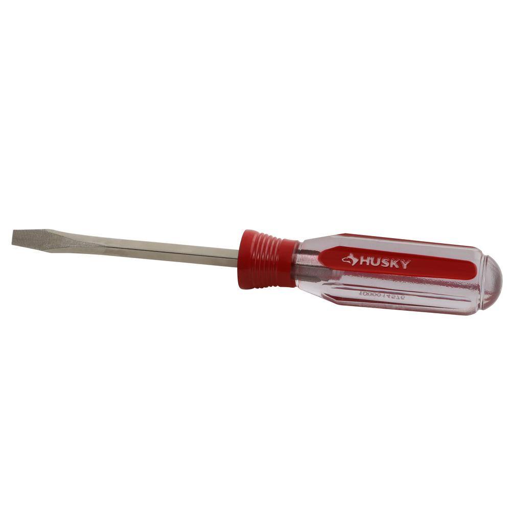 Husky 14 in. x 4 in. Square Shaft Standard Slotted Screwdriver H14X4FHSD