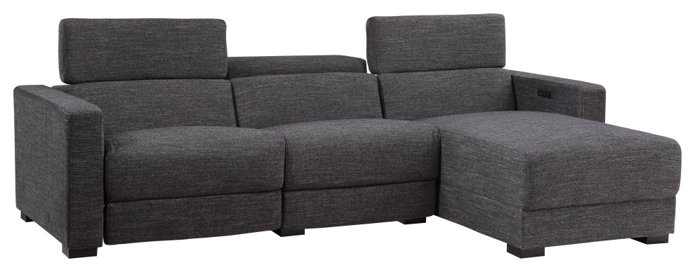 Zara Dark Gray Polyester Fabric Power Reclining Sectional   Transitional   Sectional Sofas   by Steve Silver  Houzz