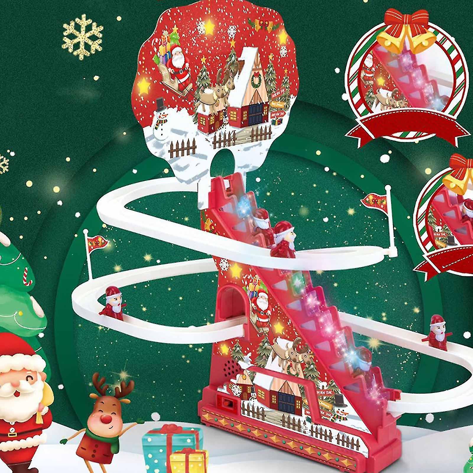 Santa Claus Electric Track Slide Toys Educational Toy Musical Lighting Interactive Kids Gifts For Kids Familes Christmas