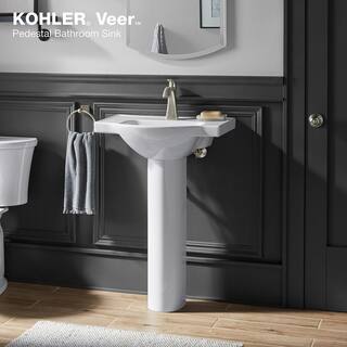 KOHLER Veer 24 in. Vitreous China Pedestal Sink Basin in White R5248-4-0