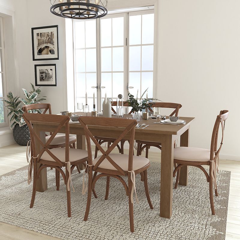 Flash Furniture Hercules Antique Rustic Farm Table and Chair 6-Piece Set