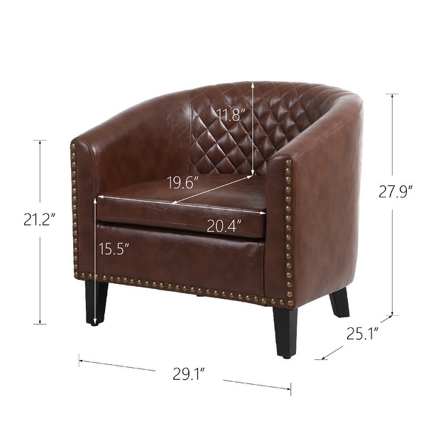 Modern Accent Barrel Chair Living Room Chair With Nailheads