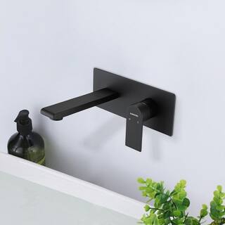 Magic Home Single-Handle Bath Waterfall Wall Mounted Tub and Sink Faucet in Matte Black CS-W121750477