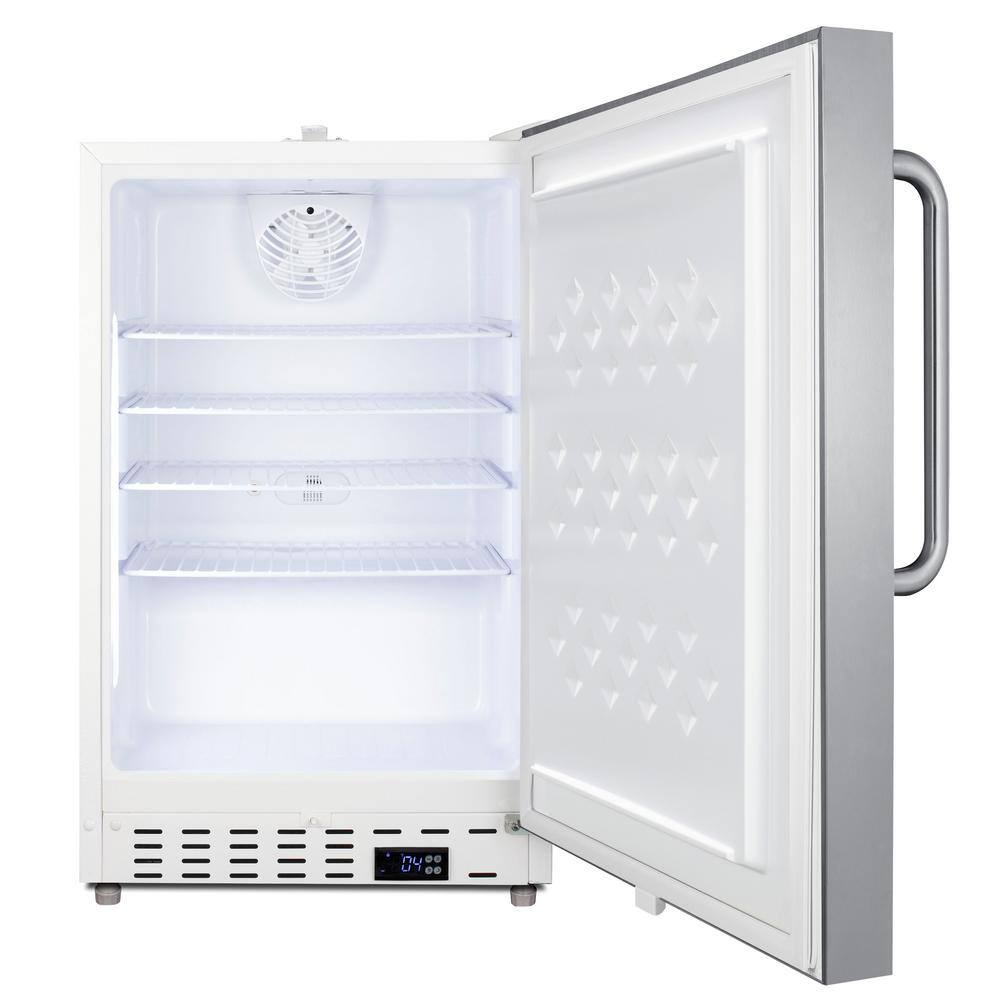 Summit Appliance 20 in. W 3.32 cu. ft. Commercial Mini Refrigerator without Freezer in Stainless Steel SCR504SSTBADA