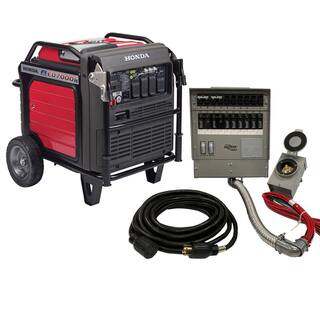 Honda Inverter 7000-Watt Standby Gasoline Generator 120240V Single Phase with Bluetooth and 10 Circuit Manual Transfer Switch HP2S-EU7000M