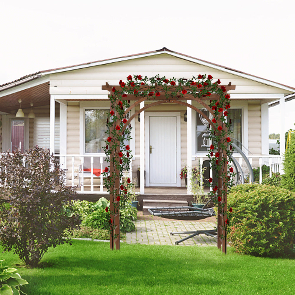 7FT Beautiful And Practical Garden Arch Dark Brown YJ