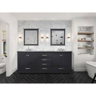 Lexora Dukes 80 in. W x 22 in. D Espresso Double Bath Vanity and Carrara Marble Top LD342280DGDS000