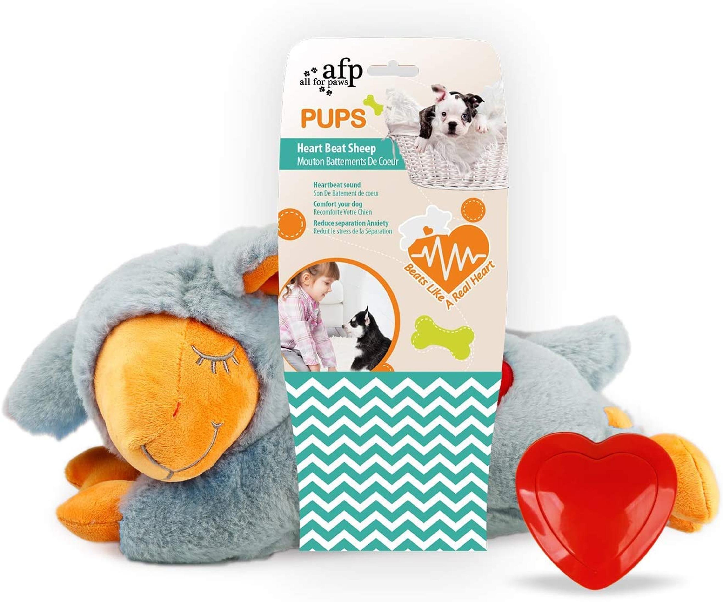 All For Paws Pups Heart Beat Sheep Grey Dog Toy