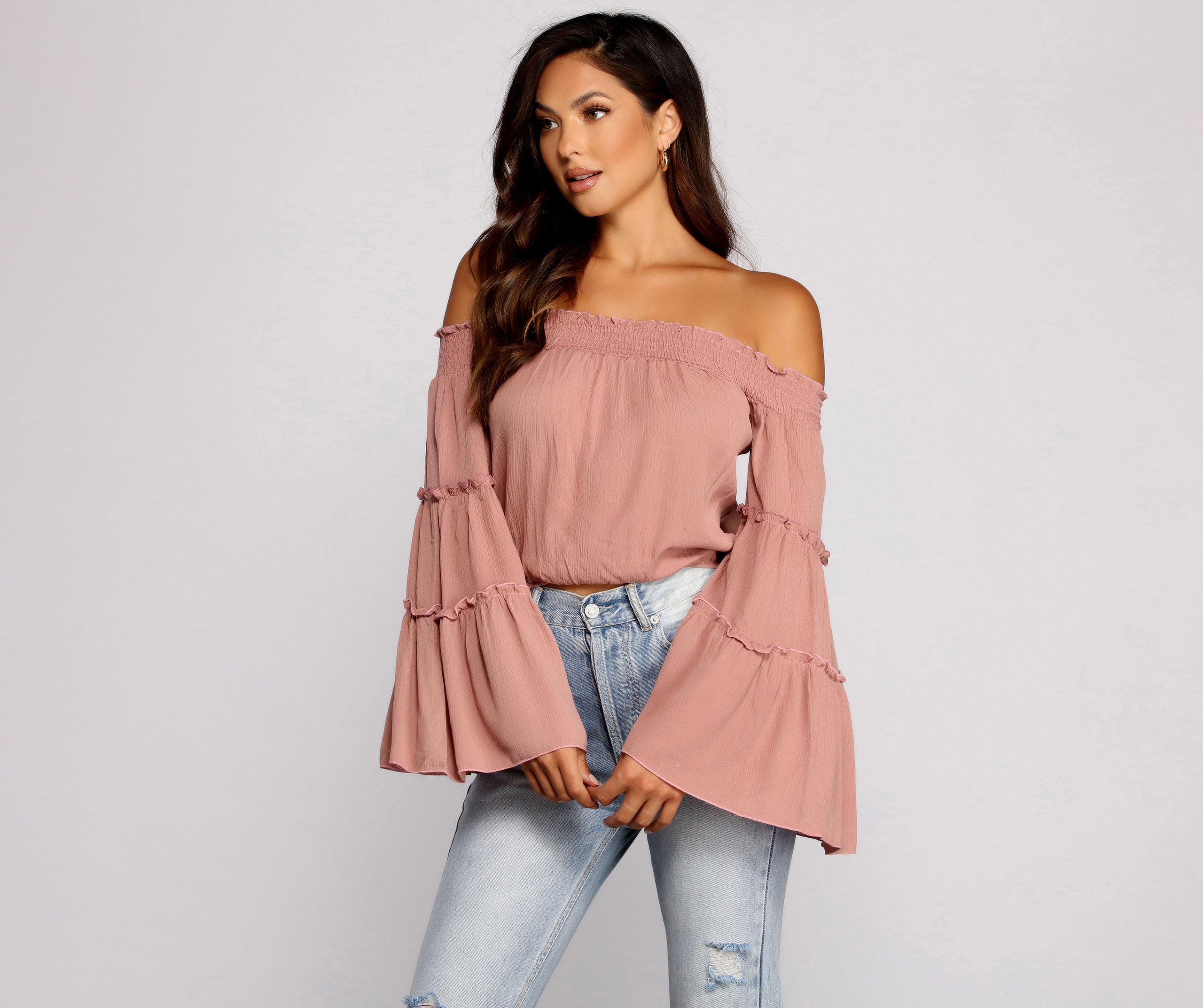 Flowy Feels Off The Shoulder Crop Top