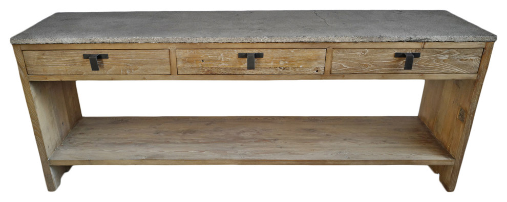 Stone  ampElm 3 Drawer Console Table   Rustic   Console Tables   by Design Mix Furniture  Houzz