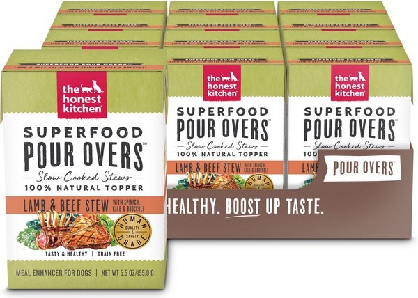 The Honest Kitchen Superfood POUR OVERS Lamb and Beef Stew with Veggies Wet Dog Food Topper