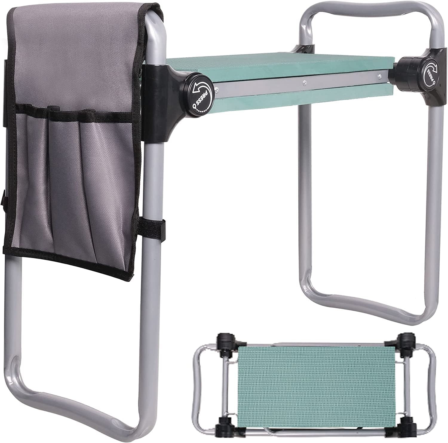 Upgraded Garden Kneeler and Seat, Gardening Stool Kneeling Bench for Gardening with Tool Pouch, Wider&Softer EVA Kneeling Pad, Gardening Gifts for Parents Seniors, Lightweight & Heavy Duty