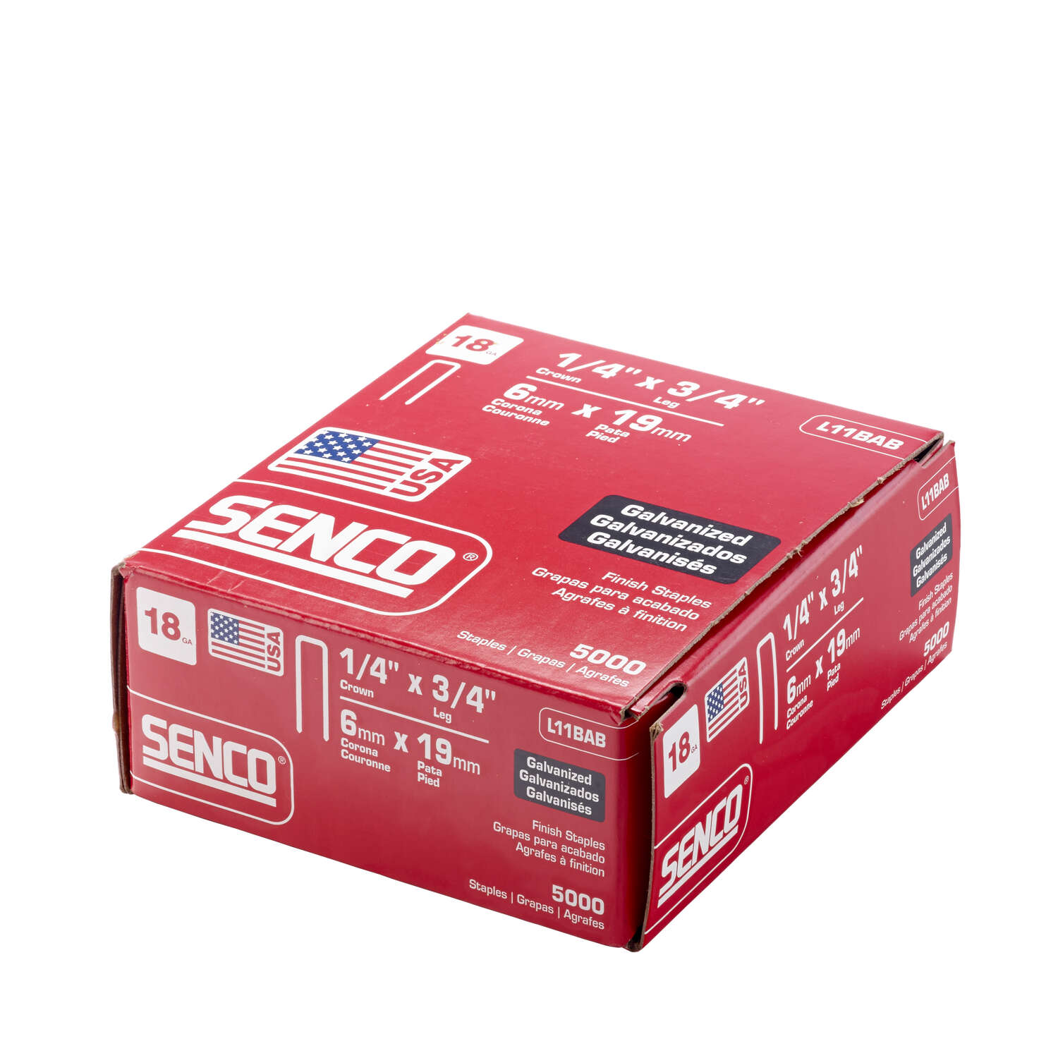 Senco 1/4 in. W X 3/4 in. L 18 Ga. Narrow Crown Finish Staples 5000 pk