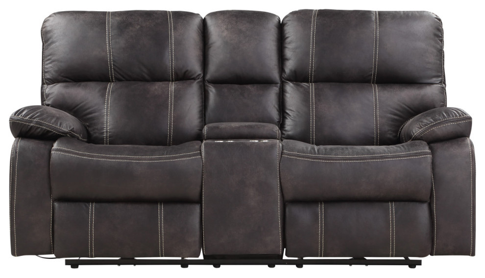 Kimberly Reclining Loveseat  Dark Graphite   Contemporary   Loveseats   by Lorino Home  Houzz