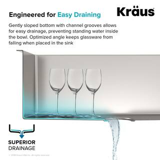 KRAUS Standart PRO 16 Gauge Stainless Steel 17 in. Undermount Bar Sink KHU101-17