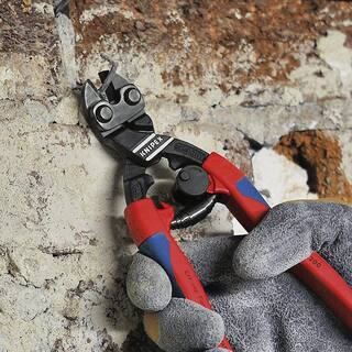 KNIPEX 8 in. Angled CoBolt Mini Bolt Cutters with Opening Spring Locking Lever Comfort Grips and Tether Attachment 71 22 200 T BKA