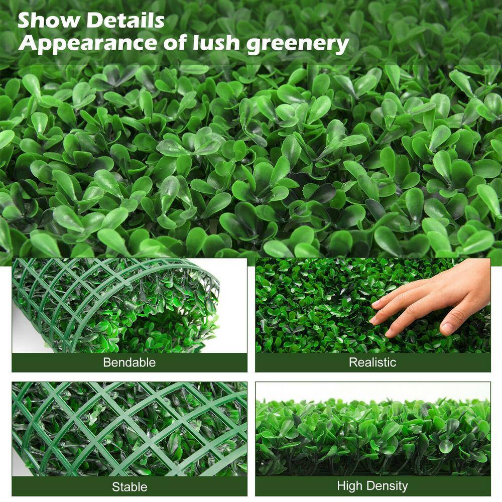 WELLFOR 12-Piece 20 in. L x 20 in. W x 1.5 in. H PE Garden Fence Artificial Peanut Leaf Hedges Panels OP-HPY-70694