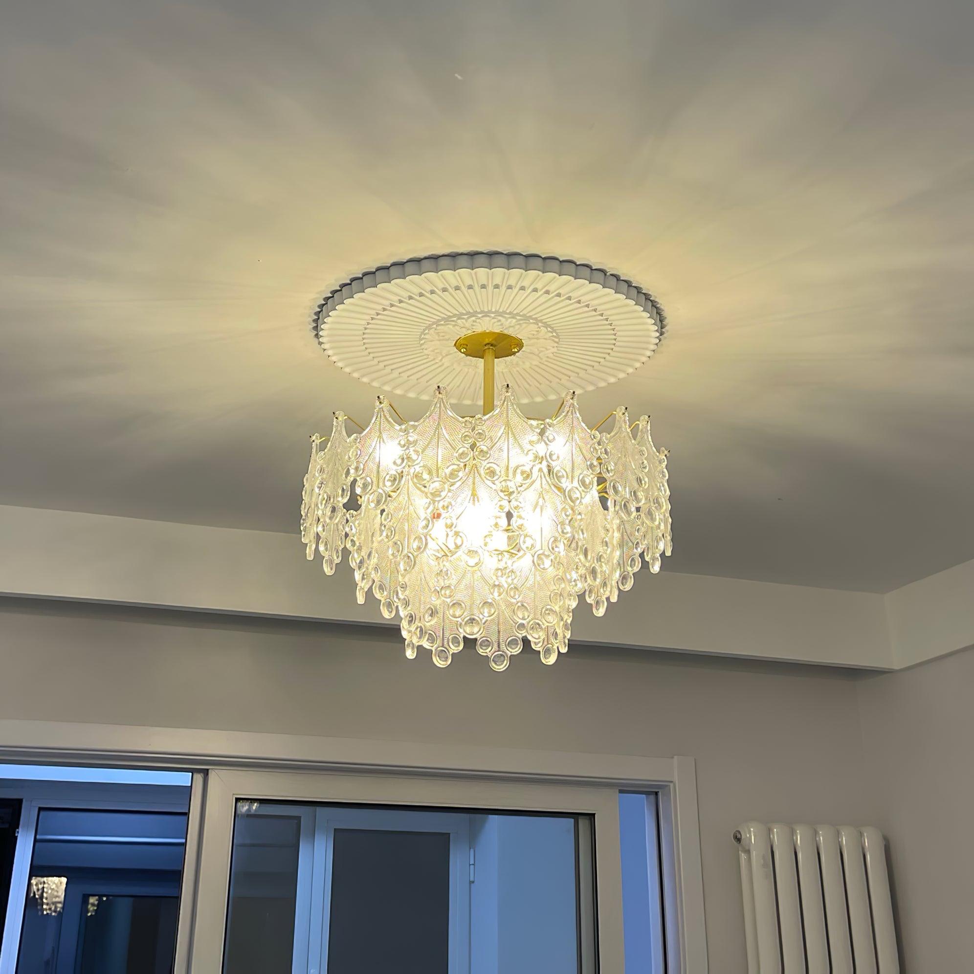 Tiered Carved Glass Chandelier