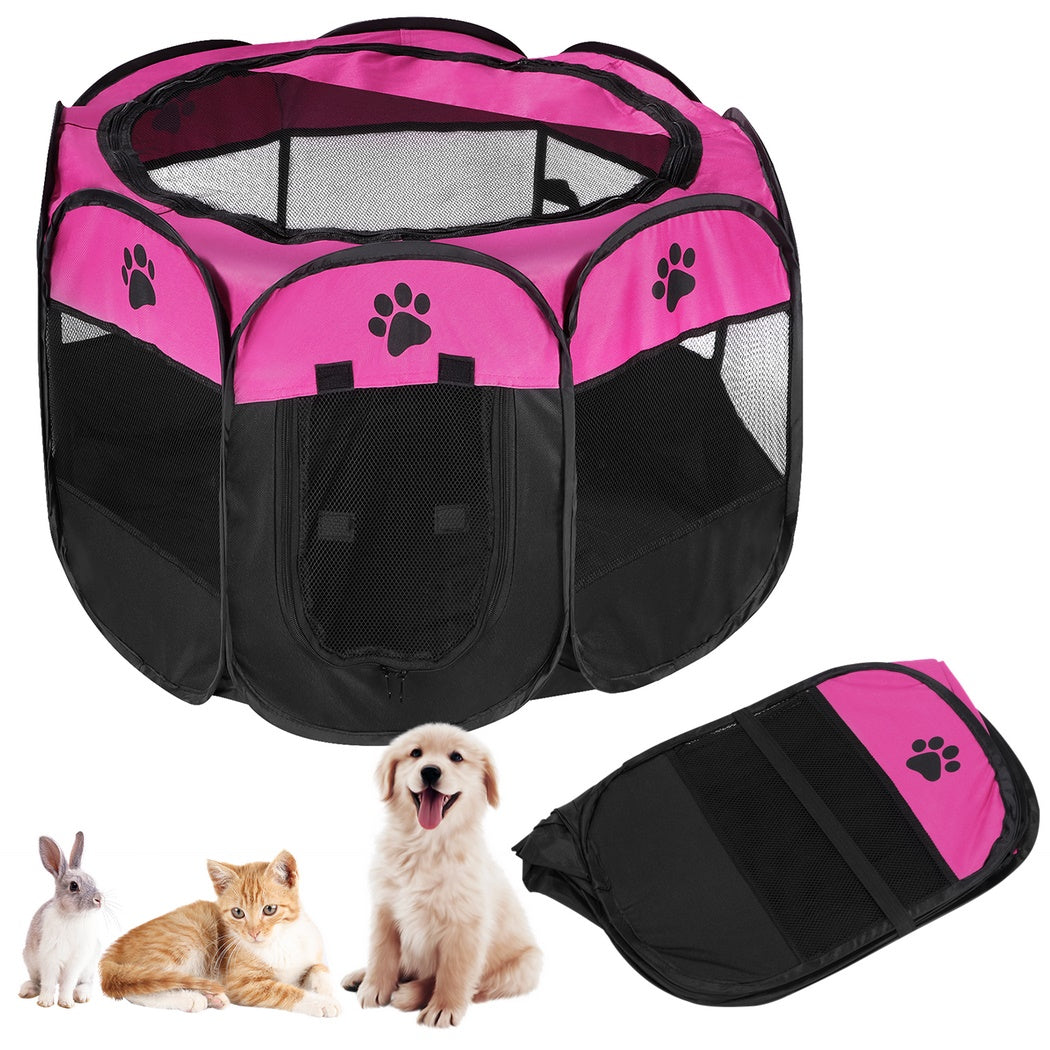 Portable Foldable Pet Playpen， Pop-up Dog Kennel Tent， Oxford Cloth Playground for Dogs Cats and Small Animals， Exercise Pet Cage for Indoor Outdoor Use