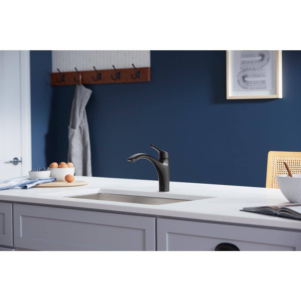 KOHLER Rival Single-Handle Standard Kitchen Sink Faucet in Matte Black 30470-BL