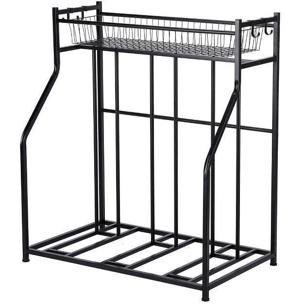 Birdrock Home 3 bike Stand Rack With Storage Black