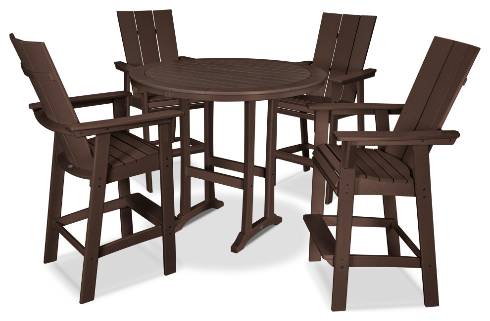 Polywood Modern Adirondack 5 Piece Nautical Trestle Bar Set   Transitional   Outdoor Pub And Bistro Sets   by POLYWOOD  Houzz