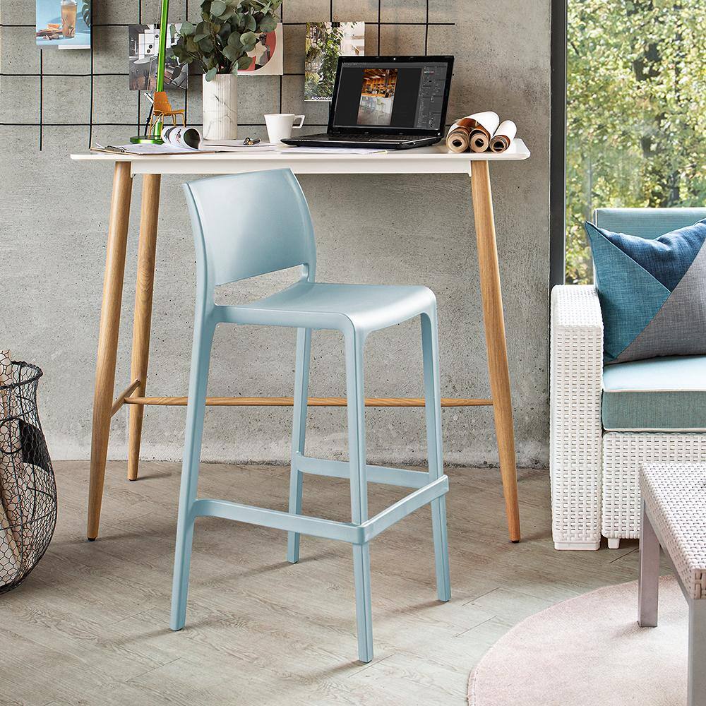 Lagoon Sensilla Baby Blue 40.60 in. Low Back Resin Stackable Bar Stool (Set of 2) 7211B9-BSLGS